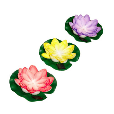 Rackhams White Pack Of 3 Solar Floating Lotus Lights – Warm Led Pond Lights - Image 4