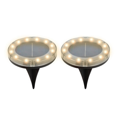 B&Q -  2-Pack Solar Deck Lights Bright White Led Outdoor Decking Pathway Lights
