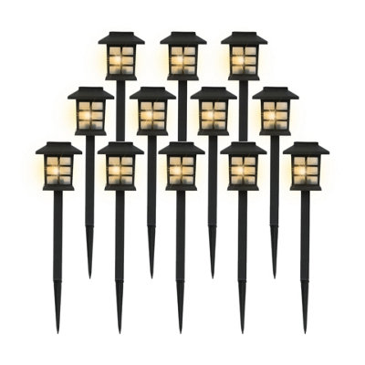 Gardenwize 12 Pack Solar Pathway Lights Warm White Led Outdoor Garden Path Border Stake Lights from B&Q