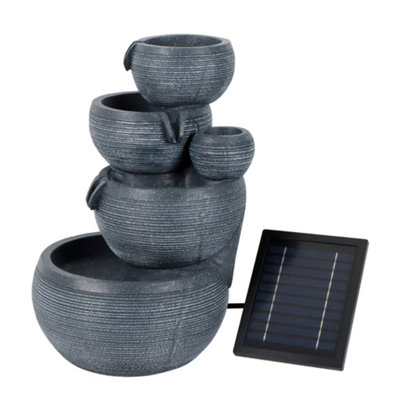 Gardenwize Solar Water FeatureMoonlit Slate Serenity 4 Tier Cascading Fountain from B&Q