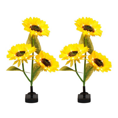 Gardenwize Sunflower Solar Stake Lights With 3 Sunflower Heads from B&Q