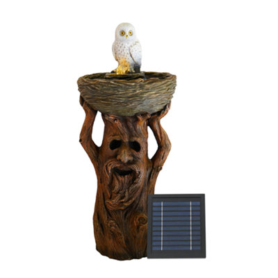 Gardenwize Dark Solar Bird Bath – Owl Bird Bath Fountain With Led Lights & Battery Backup - Image 3
