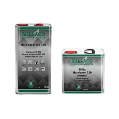 Millaco Hs310 2K Clearcoat (5L) With 220 Normal Hardener (2.5L) Kit from B&Q