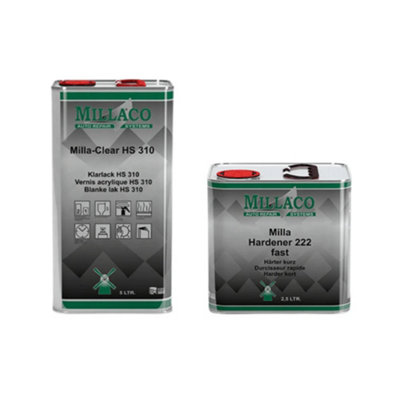 Millaco Hs310 2K Clearcoat (5L) With 222 Fast Hardener (2.5L) Kit from B&Q