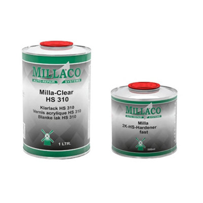 Millaco Hs310 2K Clearcoat (1L) Kit With 222 Fast Hardener (500Ml) Kit from B&Q