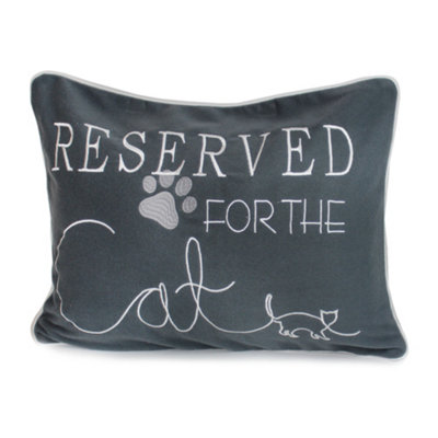 Peggy Wilkins Lumbar Embroidered Scatter Cushion Reserved For The Cat from B&Q