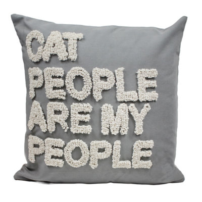 Peggy Wilkins Square Embroidered Scatter Cushion Cat People Are My People from B&Q
