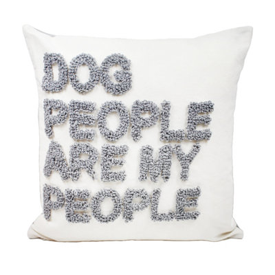 Peggy Wilkins Square Embroidered Scatter Cushion Dog People Are My People from B&Q