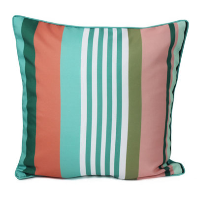 Peggy Wilkins Water Resistant Outdoor Garden Cushion Linear Green from B&Q