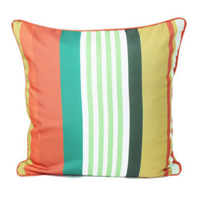 Peggy Wilkins Water Resistant Outdoor Garden Cushion Linear Orange from B&Q