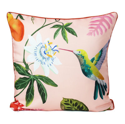 Peggy Wilkins Water Resistant Outdoor Garden Cushion Passiflora Pink from B&Q