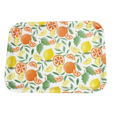 Peggy Wilkins Melamine Large Garden Serving Tray Citrus Splash from B&Q