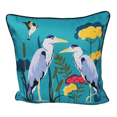 Peggy Wilkins Water Resistant Outdoor Garden Cushion Heron from B&Q