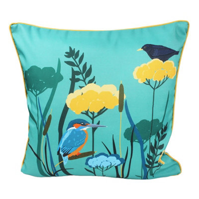 Peggy Wilkins Water Resistant Outdoor Garden Cushion Kingfisher from B&Q
