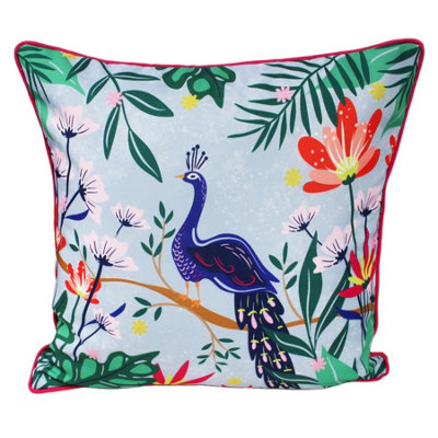 Peggy Wilkins Water Resistant Outdoor Garden Cushion Peacock Tropics from B&Q