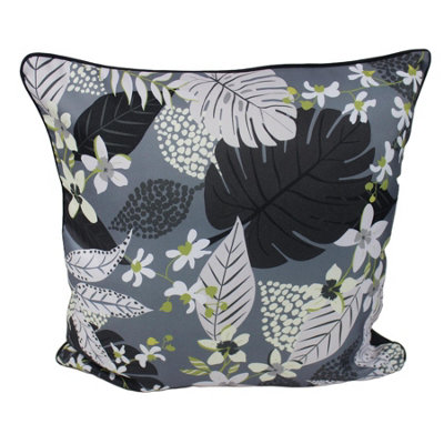 Peggy Wilkins Water Resistant Outdoor Garden Cushion Tropical Bloom Grey from B&Q