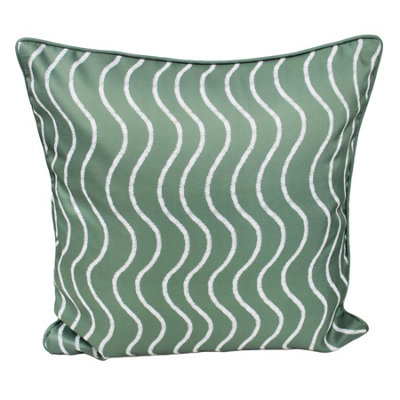 Peggy Wilkins Water Resistant Outdoor Garden Cushion Wave Green from B&Q
