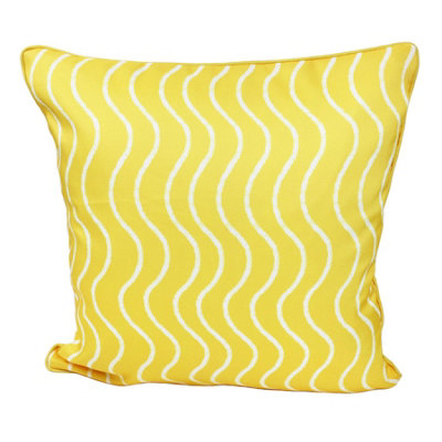 Peggy Wilkins Water Resistant Outdoor Garden Cushion Wave Yellow from B&Q