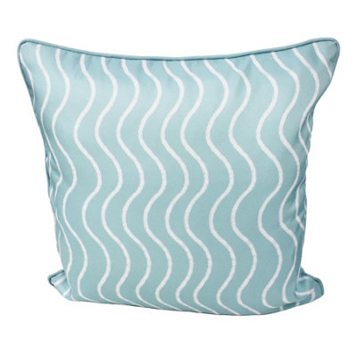 Peggy Wilkins Water Resistant Outdoor Garden Cushion Wave Duck Egg from B&Q