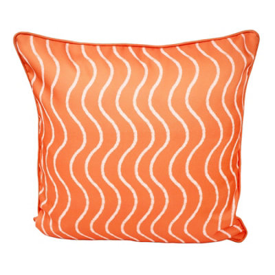 Peggy Wilkins Water Resistant Outdoor Garden Cushion Wave Orange from B&Q