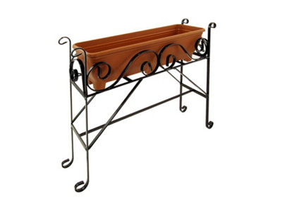 Garden Pride Trough Stand Patio Planter - Teracotta Trough Colour Black