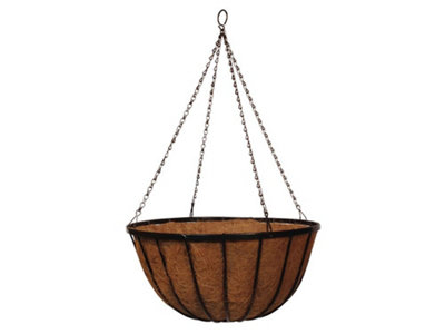 B&Q -  Hanging Basket/hanging Cauldron Planter -18" With Coco Liner