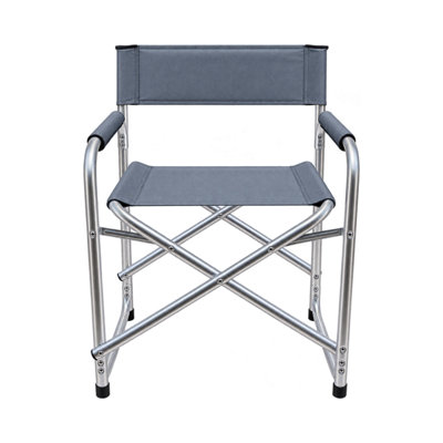 B&Q -  Folding Director Chair  With Grey Canvas Fabric With Silver Frame