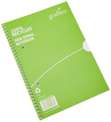 Graffico Recycled Spiral Bound Notebook 100 Pages A5 (Pack Of 10) from B&Q