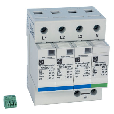 Lewden SRG3V1G 50kA 4 Module 3 Pole and Neutral Type 2 Surge Protector - Image 3