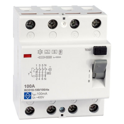 Lewden Rcd10-100/100/4S 100A 4 Pole 100Ma Time Delayed Type A Rcd 10Ka from B&Q