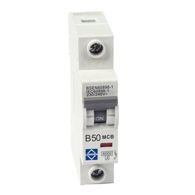 Lewden 50A Single Pole 6Ka B Curve Mcb from B&Q