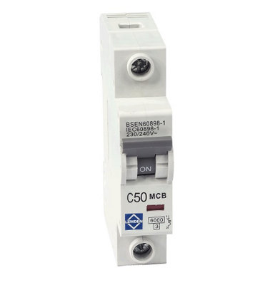 Lewden 50A Single Pole 6Ka C Curve Mcb from B&Q