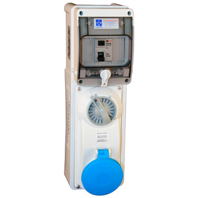 Lewden Pmrcd32/301Sitt 32A 2P+E 230V Interlocked Switched Rcd Socket Ip44 from B&Q