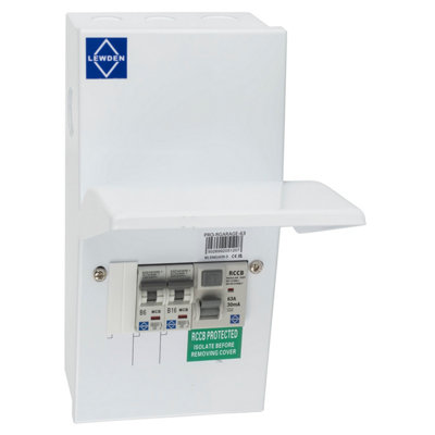 Lewden Pro-Rgarage-63 63A 30Ma Rcd Metal Garage Consumer Unit from B&Q
