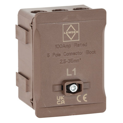Lewden Dt1005Br 100A Single Pole Connector Block Brown from B&Q