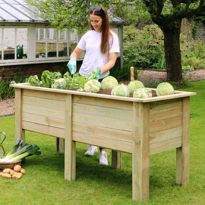 B&Q - Wooden Deep Root Planter Raised Vegetable Flower Bed 1.8M By  Outdoor Living