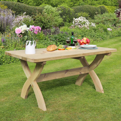 B&Q - 6 Seater Garden Table Harriet  Wooden Garden Table By  Outdoor Living