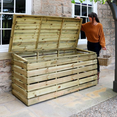 Wooden Log Wood Store Chest Garden Storage Firewood By Zest Outdoor Living from B&Q
