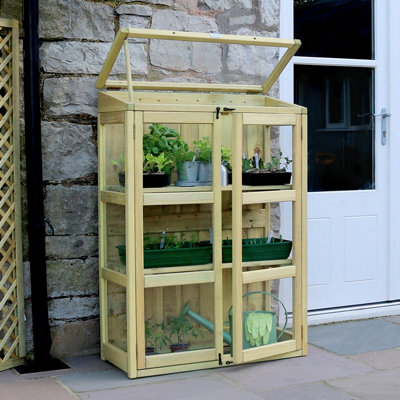 Zest Compact Botanical Wooden Greenhouse Growhouse Cold Frame Planter from B&Q