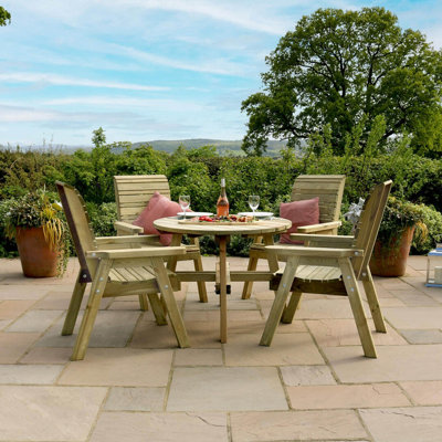 B&Q - Freya 4 Seater Round Dining Set Round Garden Dining Set By  Outdoor Living