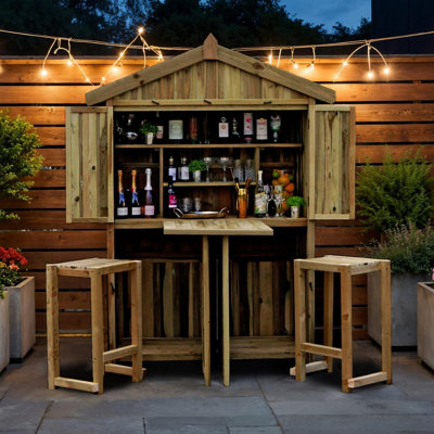 PackageGarden Bar And 2 Stool Set & Cover Package By Zest Outdoor Living from B&Q