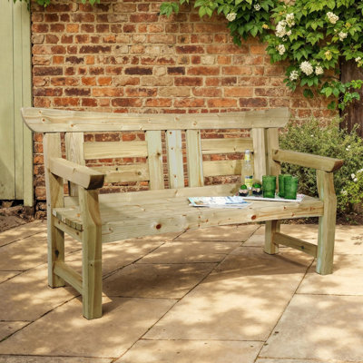 B&Q - Package: Cherry Blossom Bench 3 Seater Bench And Green Seat Pad By  Outdoor Living