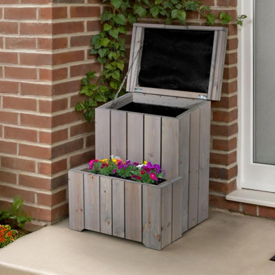 Zest Parcel Box Outdoor With Planter Delivery Box For Parcels Waterproof Light Grey By Zest Outdoor Living from B&Q