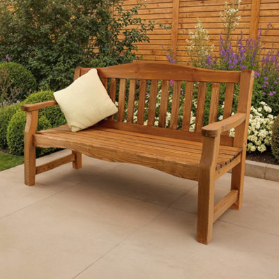 B&Q - Lara Bench 3 Seater Bench Wooden Garden Bench By  Outdoor Living