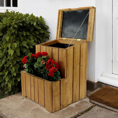 Zest Parcel Box Outdoor With Planter Delivery Box For Parcels Waterproof Brown By Zest Outdoor Living from B&Q