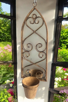 56Cm Rusty Wall Mirror With Single Planter from B&Q