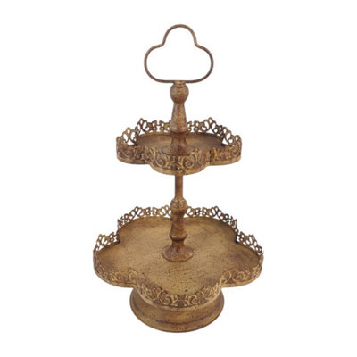 Minster 2 Tier Cake StandMetalL28 X W28 X H48 CmRusty from B&Q