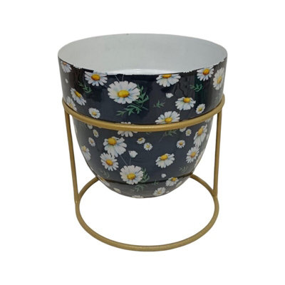 Minster Flower Print Design Planter In StandL13 X W13 X H13 Cm from B&Q