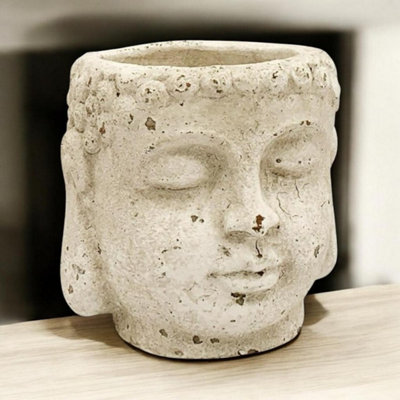 Minster Buddha Flower PotL16 X W16 X H17 CmCream Cement from B&Q