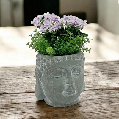 Minster Buddha Flower PotL16 X W16 X H17 CmGrey Cement from B&Q